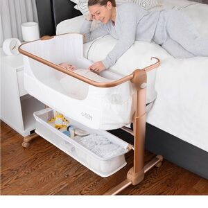 Kooler Things Baby Bassinet with White and Gold Accents